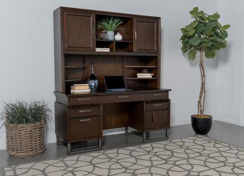 coaster-home-office-Marshall-10-drawer-Credenza-Desk-With-Hutch-Dark-Walnut-and-Gunmetal