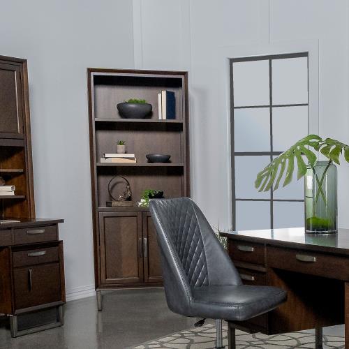 coaster-living-room-Marshall-5-shelf-Bookcase-With-Storage-Cabinet-Dark-Walnut-and-Gunmetal