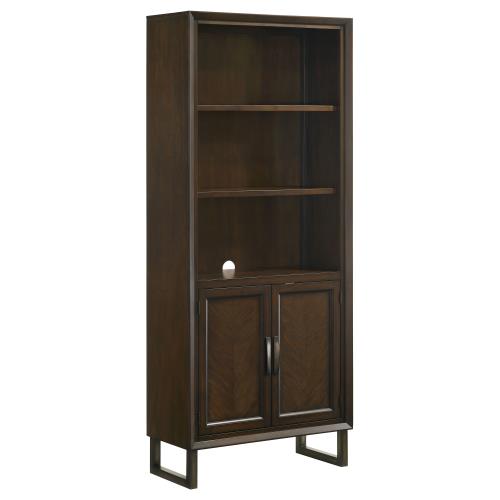 coaster-living-room-Marshall-5-shelf-Bookcase-With-Storage-Cabinet-Dark-Walnut-and-Gunmetal-hover