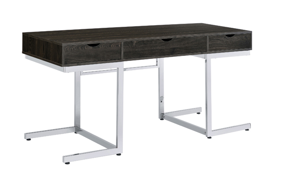 coaster-home-office-Noorvik-3-drawer-Writing-Desk-Dark-Oak-and-Chrome