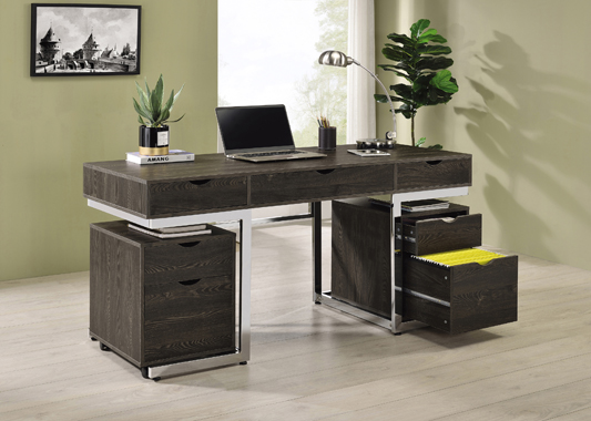coaster-home-office-Noorvik-3-drawer-Writing-Desk-Dark-Oak-and-Chrome-hover