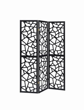 coaster-accents-Nailan-3-panel-Open-Mosaic-Pattern-Room-Divider-Black