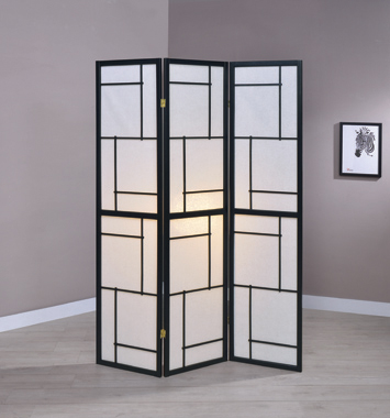 coaster-room-dividers-accents-Damis-3-panel-Folding-Floor-Screen-Black-and-White-hover