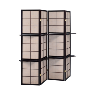 coaster-room-dividers-accents-Iggy-4-panel-Folding-Screen-with-Removable-Shelves-Tan-and-Cappuccino