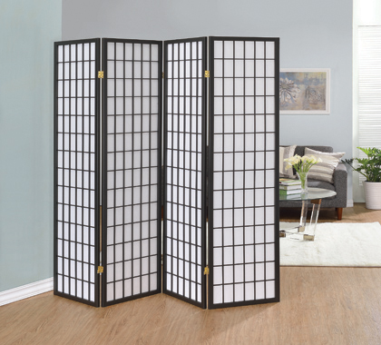 coaster-room-dividers-accents-Roberto-4-panel-Folding-Screen-Dark-Grey-and-White-hover