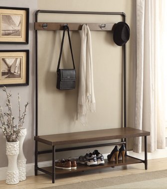 coaster-hall-trees-entryway-mudroom-Alise-Hall-Tree-with-5-Coat-Hooks-Chestnut-and-Dark-Bronze-hover