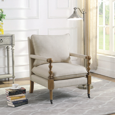 coaster-accent-chairs-bedroom-Dempsy-Upholstered-Accent-Chair-with-Casters-Beige-hover
