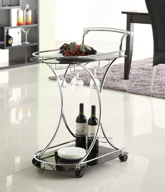 coaster-kitchen-islands-carts-kitchen-dining-Elfman-2-shelve-Serving-Cart-Chrome-and-Black