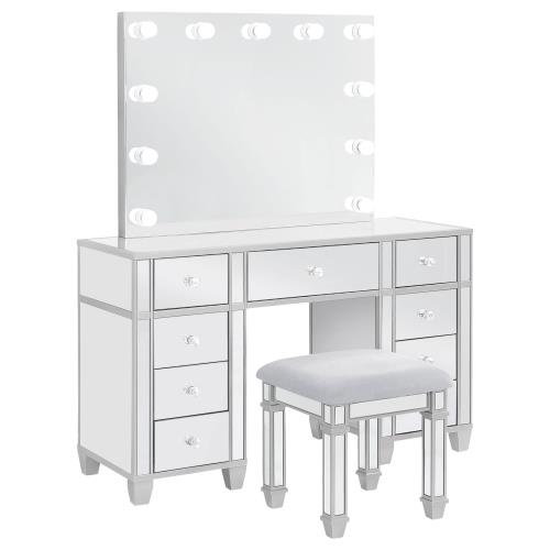 coaster-bedroom-Allora-9-drawer-Mirrored-Storage-Vanity-Set-with-Hollywood-Lighting-Metallic-hover