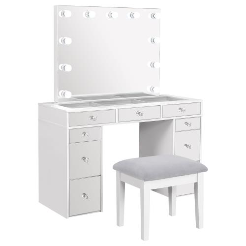 coaster-bedroom-Regina-3-piece-Makeup-Vanity-Table-Set-Hollywood-Lighting-White-and-Mirror-hover