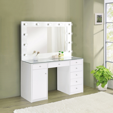 coaster-bedroom-Percy-7-drawer-Glass-Top-Vanity-Desk-with-Lighting-White-hover