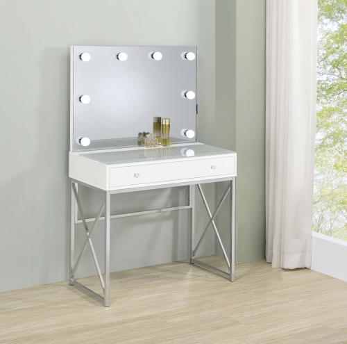 coaster-bedroom-Eliza-2-piece-Vanity-Set-with-Hollywood-Lighting-White-and-Chrome-hover