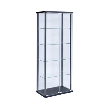 coaster-bedroom-Delphinium-5-shelf-Glass-Curio-Cabinet-Black-and-Clear