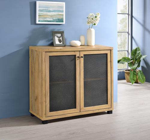 coaster-bedroom-Mchale-Accent-Cabinet-with-Two-Mesh-Doors-Golden-Oak