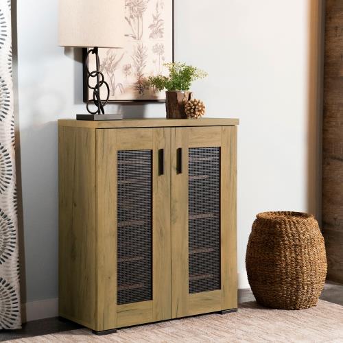 coaster-bedroom-Bristol-Metal-Mesh-Door-Accent-Cabinet-Golden-Oak