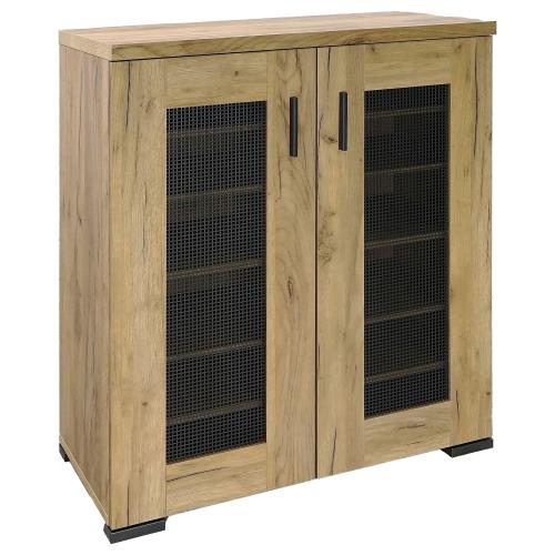 coaster-bedroom-Bristol-Metal-Mesh-Door-Accent-Cabinet-Golden-Oak-hover