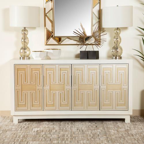 coaster-bedroom-Voula-Rectangular-4-door-Accent-Cabinet-White-and-Gold